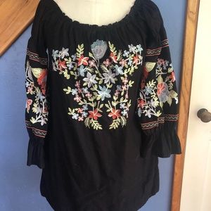Free People Embroidered Tunic Dress Black | Small